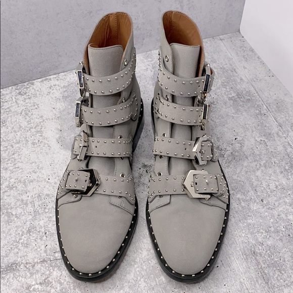 Givenchy Gray Elegant Studded Suede Ankle Boots 37 - Picture 4 of 14